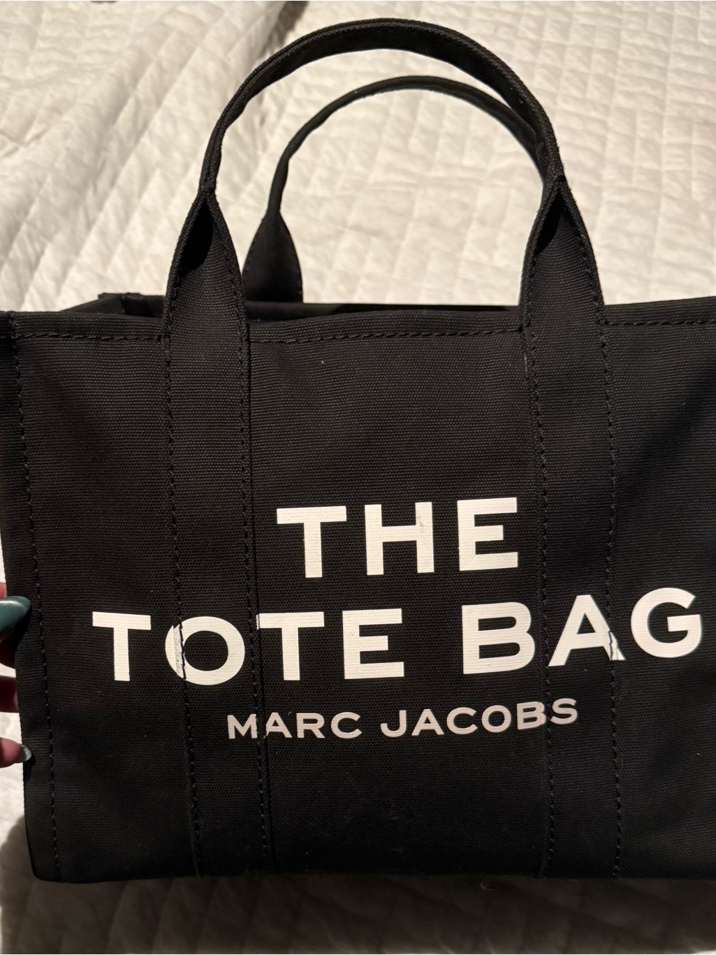 Marc Jacobs Black Canvas Tote Bag With White Logo *Medium